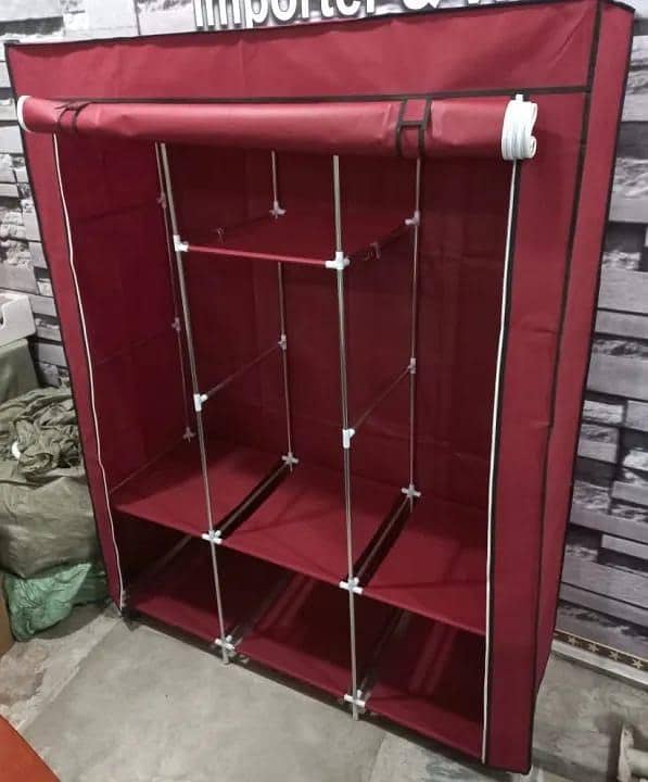 T  3 Door Portable Folding Wardrobe 88130 Cupboard - Multicolor