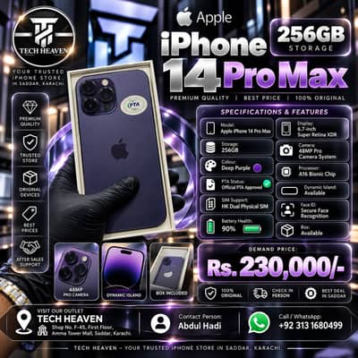 iPhone 14 Pro Max 256 GB Official PTA Approved Apple iPhone 14 Pro Max