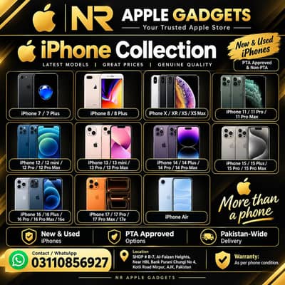 iPhone 7 to 18 Pro Max | New & Used | PTA & Non-PTA | NR Apple Gadgets