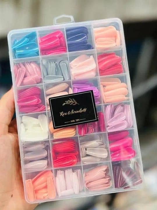 T  False Nails Tips Short Coffin/Almond French Artificial Acrylic Press on Nail Art