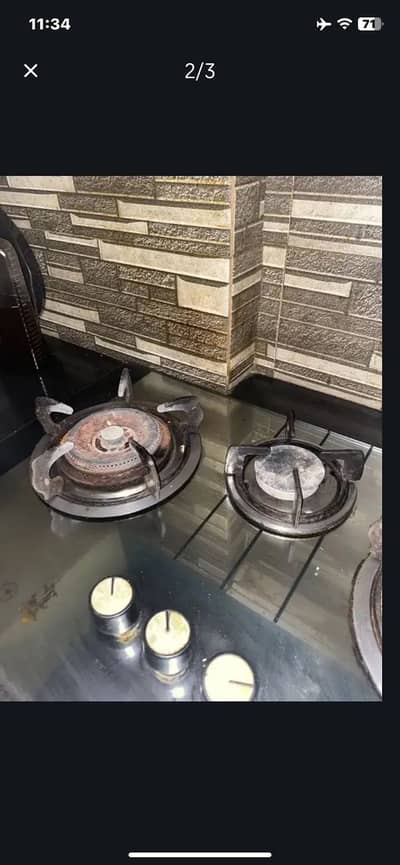 3 burner gas stove with glass top