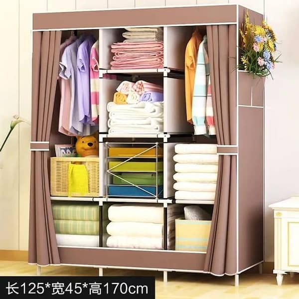 T   3 Door 88130 Fancy & Portable Foldable Closet Wardrobe Storage Organizer with Shelves