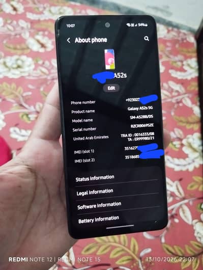 Samsung Mobile A52s 8/256gb read add