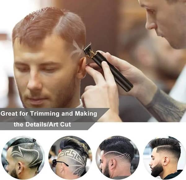 T   Dragon Style Vintage T9 Hair Trimmer for Men | Professional USB Rechargeable Beard Clipper | Metal Body Hair Removal Cutting Machine | Electric Grooming Shaver with Trimmer Comb