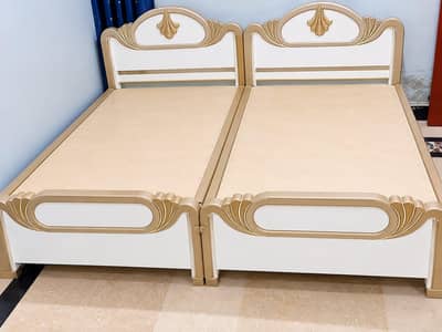 2 Single Beds for Sale – 100% Sheesham Wood, Deco Paint