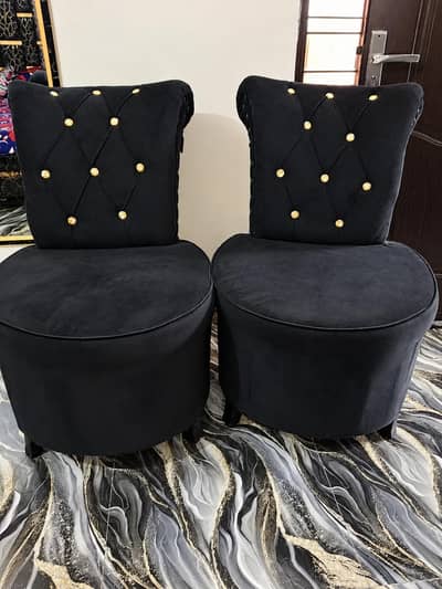 Pair of Luxury Black Velvet Bedroom Chairs