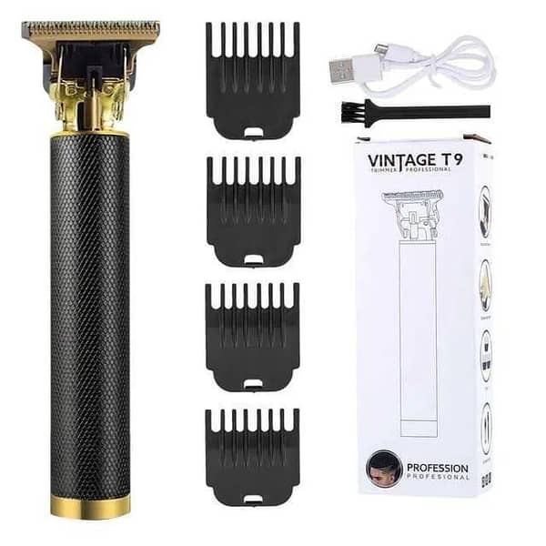 T  USB Rechargeable Vintage T9 Dragon Style Hair Trimmer | Metal Body Beard Clipper for Men | Professional Hair Clippers | Grooming and Hair Removal Cutting Machine | Electric Shaver with Precision Trimmer Comb
