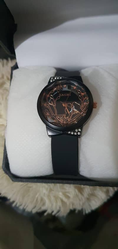 Black Stylish Ladies Watch with Gift Box