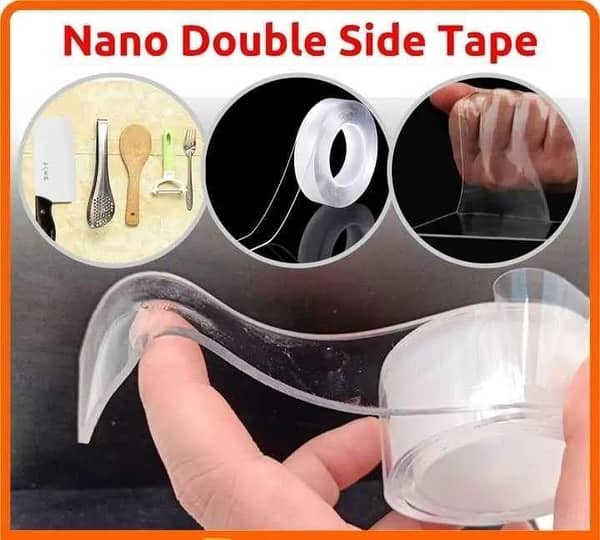T  Double Sided Magic Tape - Washable & Reusable Transparent Silicon Adhesive - Traceless Strong Gel, Anti-Slip, Waterproof, Multi-Functional Removable Tape for Kitchen, Bathroom, and Home Decoration
