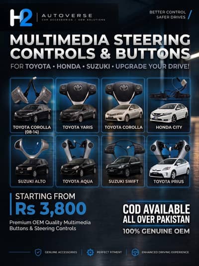 Original Steering Multimedia Buttons for Toyota, Suzuki & Honda