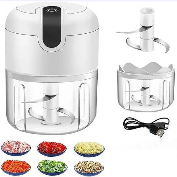 T  Rechargeable Mini Electric Food Chopper - USB Portable Chopper with 3 Ultra Sharp Stainless Steel Blades - 250ml Bowl - Ideal for Meat, Vegetables, Garlic, Onion, Chili, and Ginger - Compact Kitchen Tool