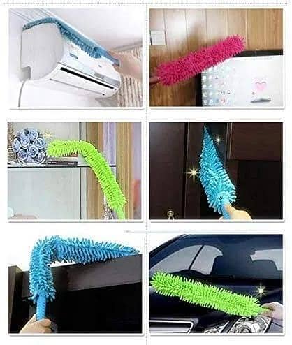 T Flexible Microfiber Cleaning Duster Brush | Magic Dust Cleaner with Extendable Rod | Lightweight and Washable Dust Removal Tool for Quick and Easy Cleaning of Household, Kitchen, Car, Furniture, and Fan Mop | Handheld Wall Duster with Long Rod
