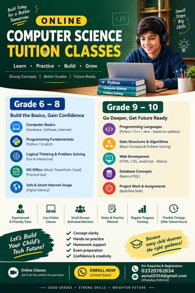 Online Computer Science Tuition for Grades 6–10 | Aun Ali