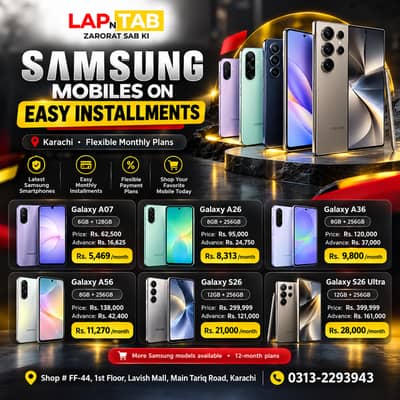 Samsung Mobiles on Installments | A07, A26, A36, A56, A57, S25, S26