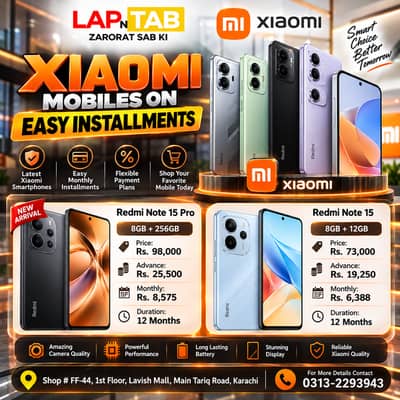 Xiaomi Redmi Note 15 Pro & Note 15 on Installments in Karachi