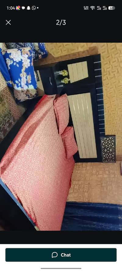 king size bed without foam with side drawers and dressing table