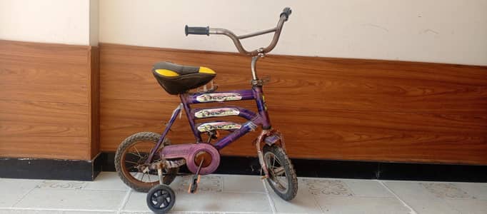Kids Bicycle For Sale - Good Condition With Back Seat & Support Wheels