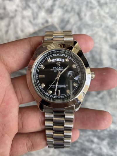 Rolex day-date style mens luxury watch-Black dail