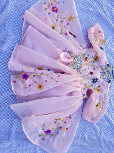  Beautiful Baby Girl Fancy Party Wear Dress – Pink Butterfly Design