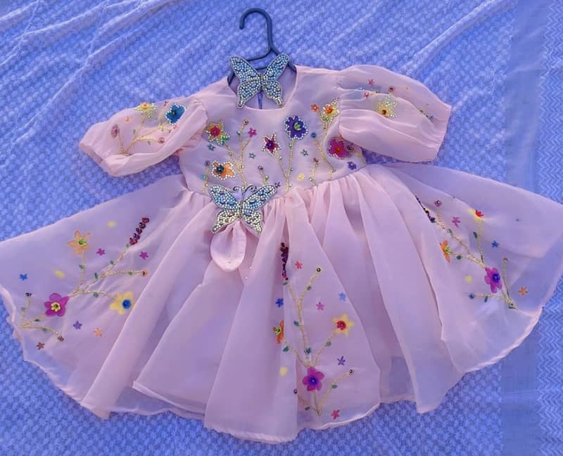 Beautiful Baby Girl Fancy Party Wear Dress – Pink Butterfly Design ...