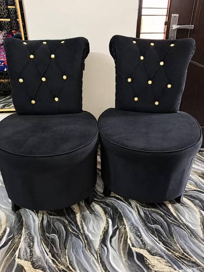 Pair of Luxury Black Velvet Bedroom Chairs