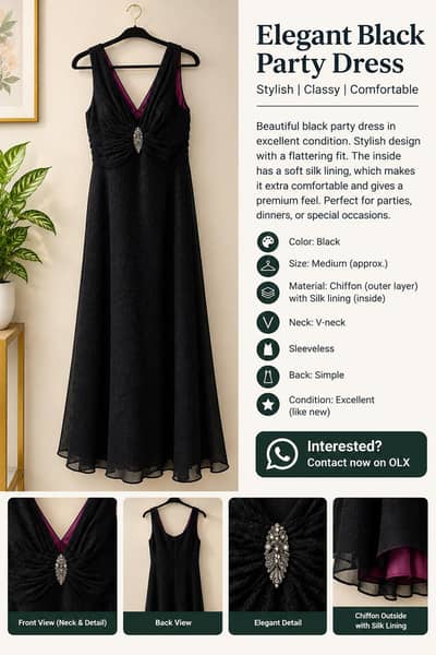 imported Orignal jones wear. Black Midi Dress. Premium Formal party we