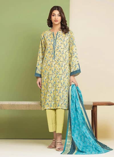 3 pice printed dooby lawn suit
