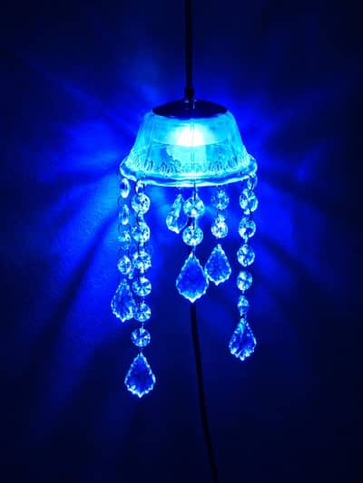 Blue LED Crystal Hanging Light with Wire