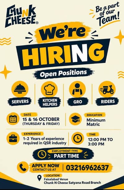Urgent Hiring for Faisalabad