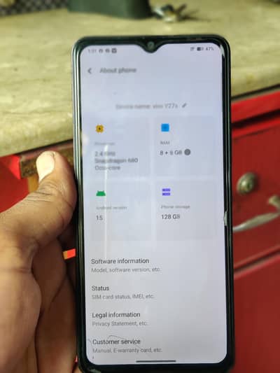 Vivo Y27s 8+8/128 with box 10/9 argent sale 031000/666/77