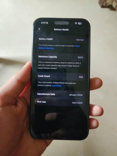 Apple iPhone 15 Pro Max 100 health