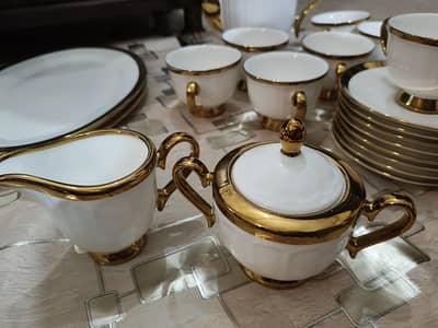Original Imported White & Golden Dinner Set | Bone China Tea Set