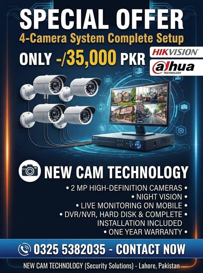 4 cameras complete setup with installation 0