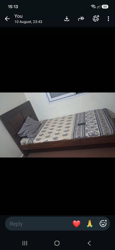 single bed with matress and 2 door almari
