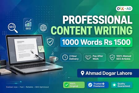 PROFESSIONAL CONTENT WRITING - 1000 Words Rs 1500 - Pay After Work