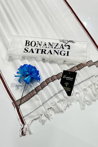 Bonanza Satrangi Unstitched Lawn Collection  | Elegant White Dress