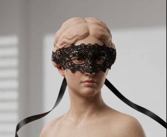 1 PCS Women's Black Lace Masquerade Eye Mask – Venetian Cutout Venetian Party Mask R5934