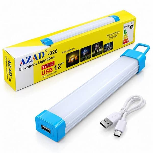 AZAD-026 Rechargeable LED Emergency Light 30cm Type-C with USB Output
