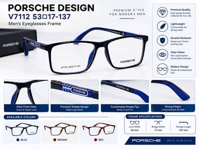 Premium Blue Men's Eyeglasses Frame -- Stylish Design