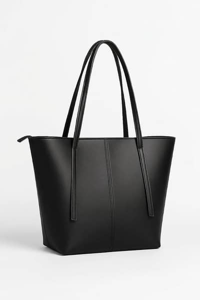 Black Rexine Women's Tote Bag 11x14" Top Handle