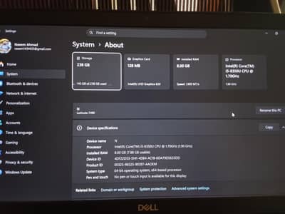 Dell Latitude 7490 Core i5 8th Gen 8350U 8GB RAM 256GB SSD 14" FHD