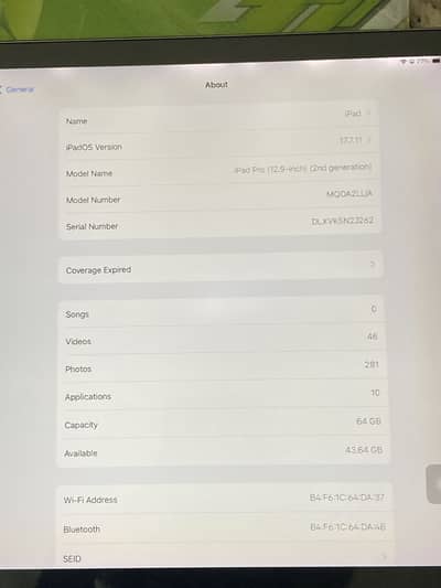 Ipad pro(12.9 inch)  2nd gen