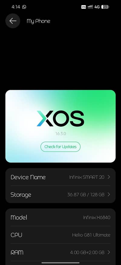 Infinix Smart 20.8 . 128gb