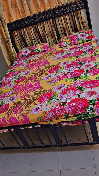 iron bed with mattress