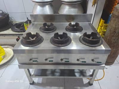 restaurant stove 5 burner (stainless steel)