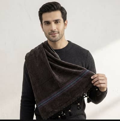 Men's Velvet Shawl Dark Brown - Premium Winter Shawl - New De