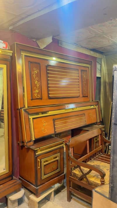 Wooden Double Bed with Dressing Table and Side Tables / Bedroom Set