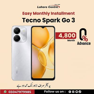 Tecno Spark Go 3 (6/64GB) Available On Easy Installment Plan