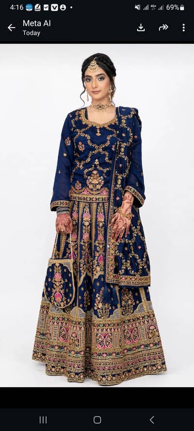 Navy Blue Reshmi Party Wear Lehenga Full Gher - 10/10 Conditionnq