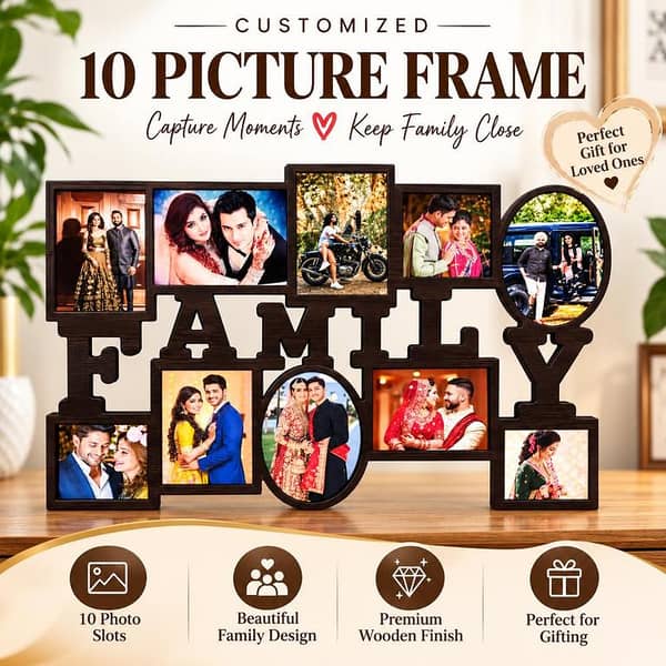 Personalized FAMILY Photo Frame – 10 Picture Collage